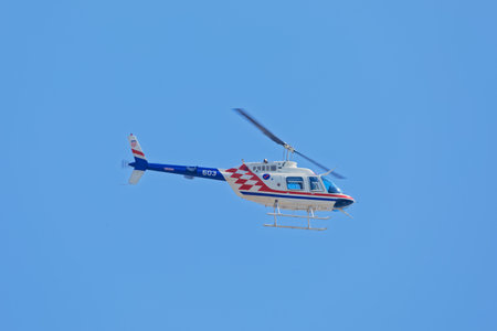 Celebration of Operation Storm with Bell 206B Police Helicopter in Kninのeditorial素材