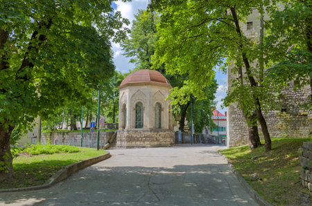 Iconic stone Turbe dominates the view of Bihacs city center.のeditorial素材