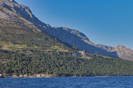 Panoramic Korcula View: Peljesac and Historic Monasteryの写真素材