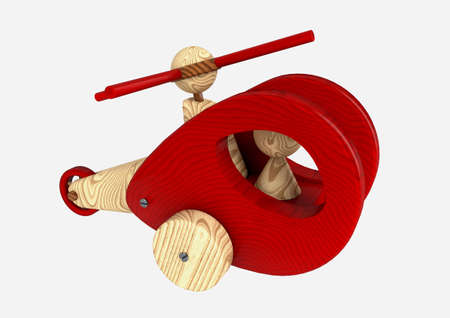 Wood Toy Helicopter isolated on White Backgroundの写真素材