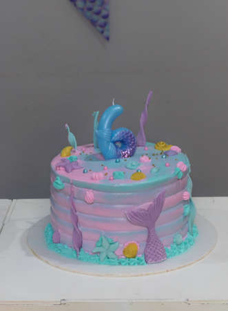 Cake sea mermaid party birthdayの写真素材