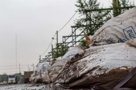 Argentina, Lomas of Zamora. June 2019. Informal workers perform sorting of recyclable materials in the municipal ecopoint.のeditorial素材