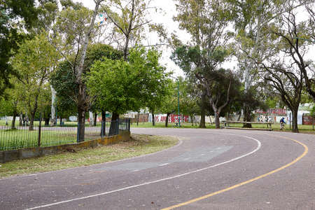 urban park landscape on a cloudy afternoonの写真素材