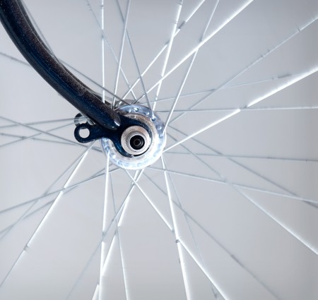 abstract veiw of front bicycle wheelの写真素材