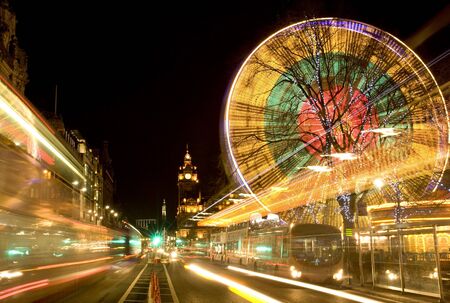 Edinburgh princess street during the winter festivalの写真素材