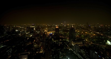 veiw over bangkok skyline at nightの写真素材