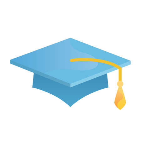Blue mortarbord with tassel - icon on white backgroundのイラスト素材