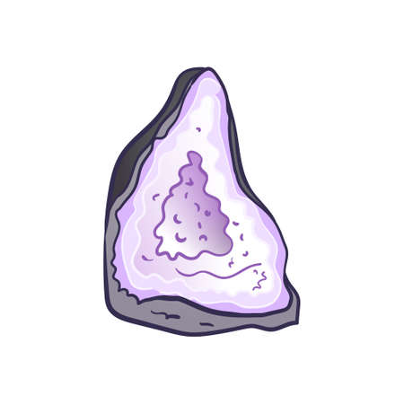 Natural purple geode, hand drawn isolated vector illustration on white backgroundのイラスト素材