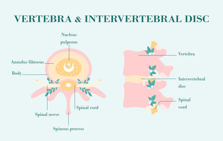 Healthy vertebrae and intervertebral discs, patient-friendly diagramのイラスト素材