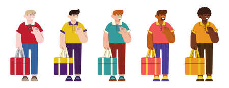 Food couriers with bags, flat isolated portraitsのイラスト素材