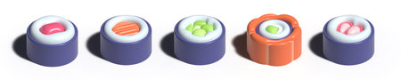 3D sushi render - isometric isolated illustrationの写真素材