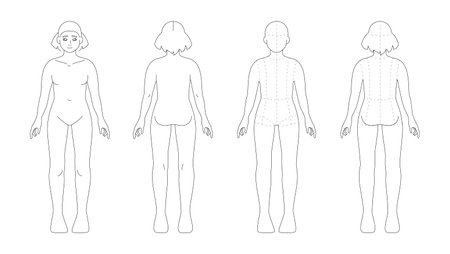 Template of preteen girl figure for fashion sketchesのイラスト素材
