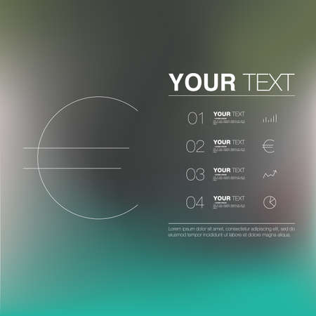 Thin euro sign on minimal blurred background, infographics design, vector illustration eps 10 stockのイラスト素材