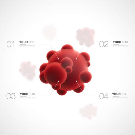 Abstract 3d red molecule with infographics template for your content design isolated on white background vector stock eps 10 illustrationのイラスト素材