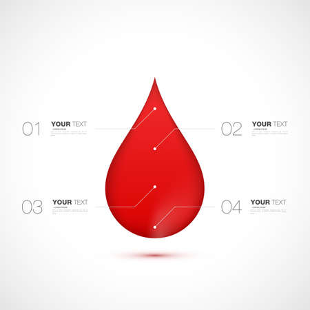 Red blood drop with numbered infographics template design for your text isolated on white background vector stock eps 10 illustrationのイラスト素材