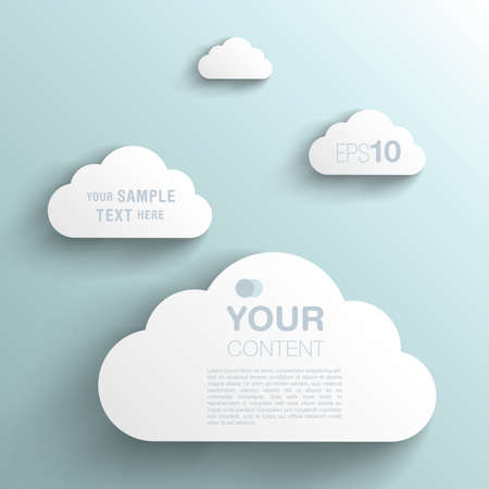 Trendy 3D Background Clouds With Transparent Shadow.のイラスト素材