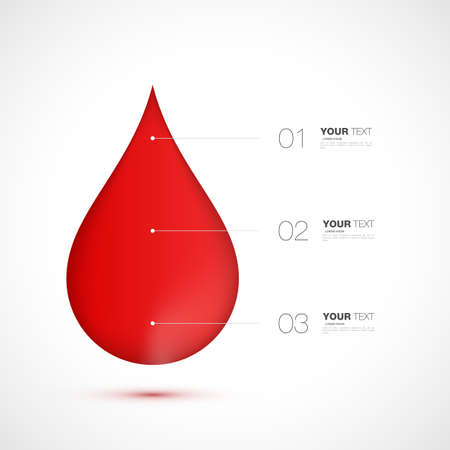 Red blood drop with numbered infographics template design for your text isolated on white background vector stock eps 10 illustration.のイラスト素材
