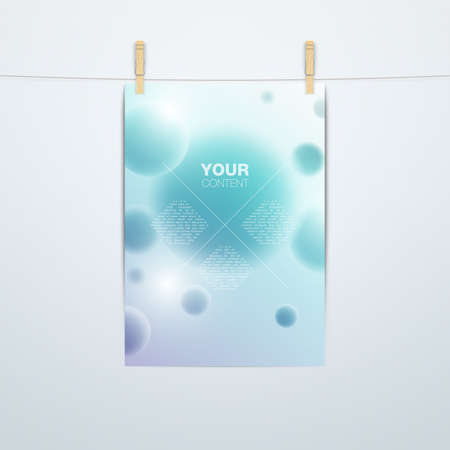 A4 Format paper design with clips and shadow Eps 10 vector illustrationのイラスト素材