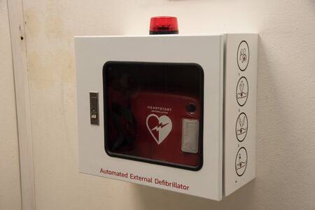 Automatic electrical defibrillator in the buildingの写真素材