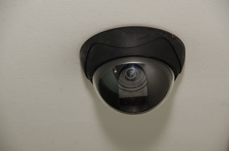 CCTV in the building on the white ceiling