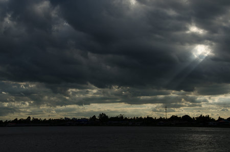 Black clouds in the evening sky