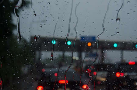 Rain drops on the windshieldの写真素材