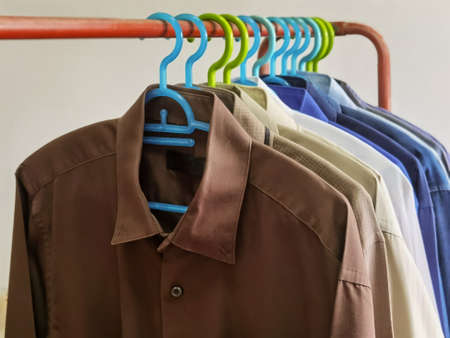 Gentleman's shirt in the fitting roomの写真素材