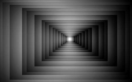 Abstract black and gray gradation square shape overlapping deep dimension for illustrationの写真素材