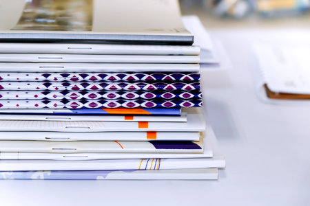 <p>Stack of books on table in library. Back to school concept.</p>の写真素材