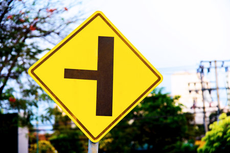 Traffic sign in public park, Thailand. (Selective focus)の写真素材
