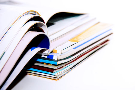 stack of magazines isolated on a white background. tinting. selective focusの写真素材