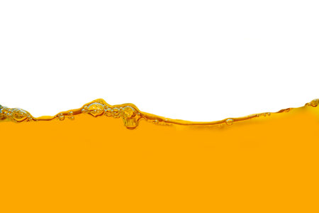 Orange juice splash isolated on white background with copy space for text.の写真素材