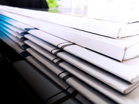 Close up of a stack of books. Shallow depth of field.