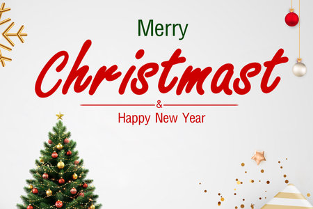 Merry Christmas and Happy New Year Greeting Card. Merry Christmas and Happy New Year.の写真素材