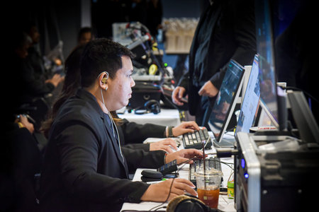 A technician is controlling the audio-visual system at an event.Nonthaburi, Thailand, January 16,...