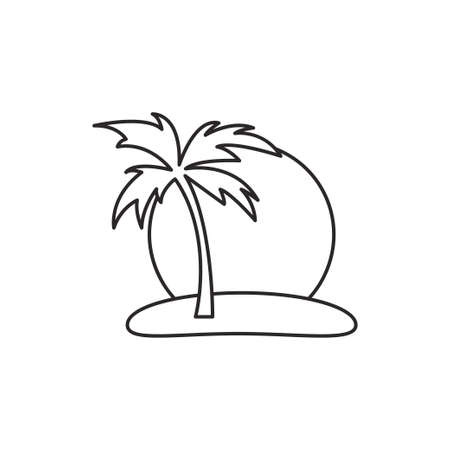 Island with palm icon outline vector contour isolated on white backgroundのイラスト素材