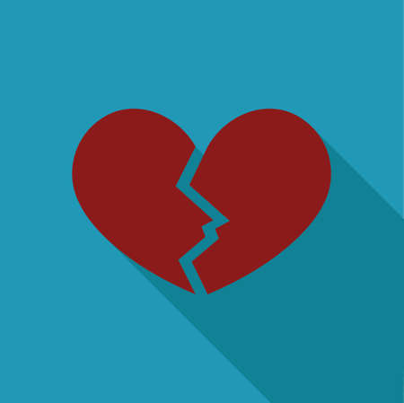 Broken heart love icon flat illustration vectorのイラスト素材
