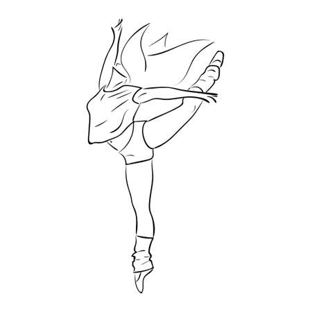 Hip-hop woman dancer vector contour sketch isolated on white backgroundのイラスト素材