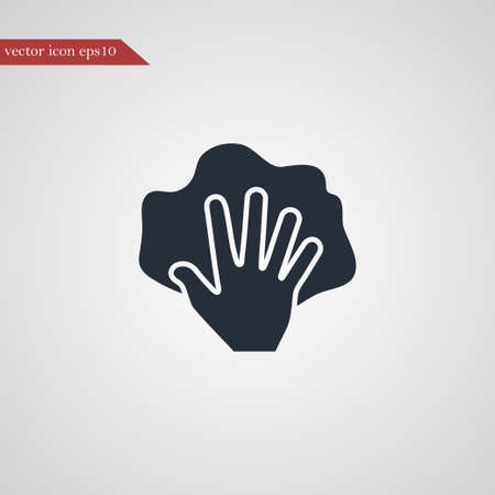 Hand with rag icon simple cleaning sign vector illustration Hand with rag icon simple cleaning sign vector illustration