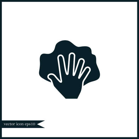 Hand with rag icon simple cleaning sign vector illustration Hand with rag icon simple cleaning sign vector illustration
