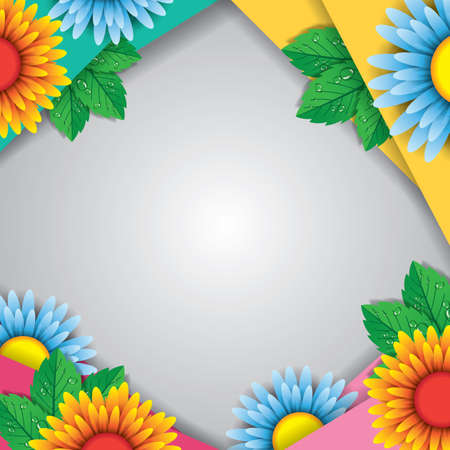 spring Banner and poster 3d paper cut spring flowers background Vector illustrationのイラスト素材