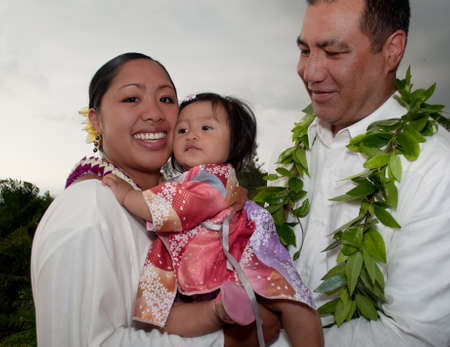 This polinesian family feels joy after getting married.の写真素材