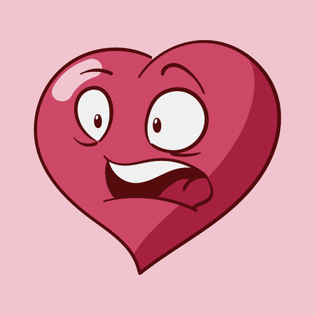 Funny cartoon heart character emotions, St Valentines vector icons, isolatedのイラスト素材
