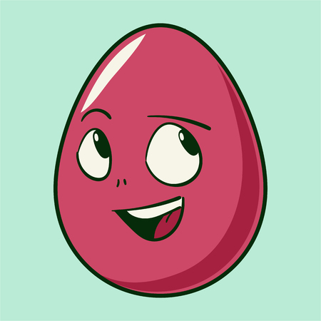 Funny cartoon Easter egg emoji icon. Cute emoticons Vector illustration. Isolatedのイラスト素材