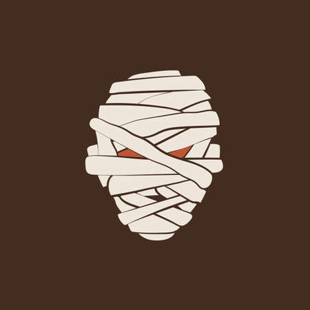 Duotone Cartoon halloween mummy head icon. Smiley and evil emotionsのイラスト素材