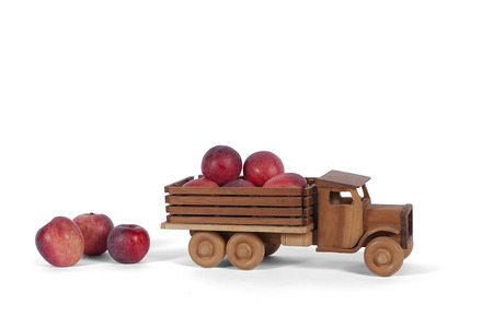Toy Wooden Apple Truckの写真素材