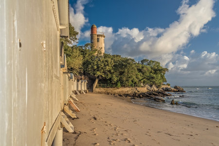 Beautiful beaches of Noirmoutier Island, hot sand and sky blueの写真素材