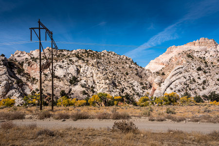 The cotonwood, road in Utah countryの写真素材