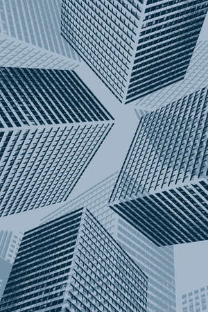 blue grunge buildings in perspectiveの写真素材