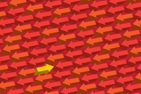 sea of arrows with one moving in the opposite directionのイラスト素材